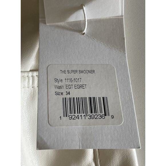 Mother Super Swooner Faux Leather Cream Ivory Skinny Pants Size‎ 34 NWT - Picture 13 of 15